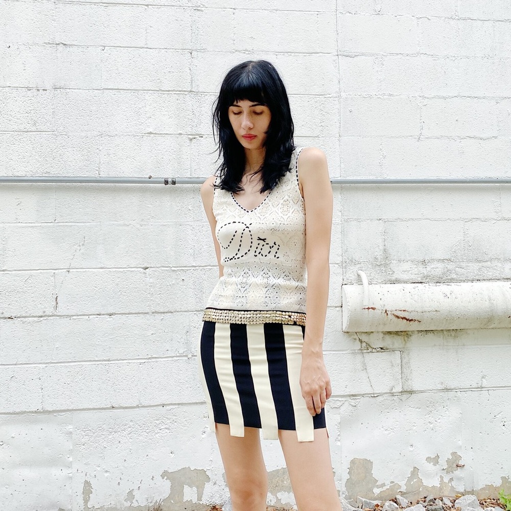MOSCHINO 90S BLACK AND WHITE PIANO KEY MINI SKIRT